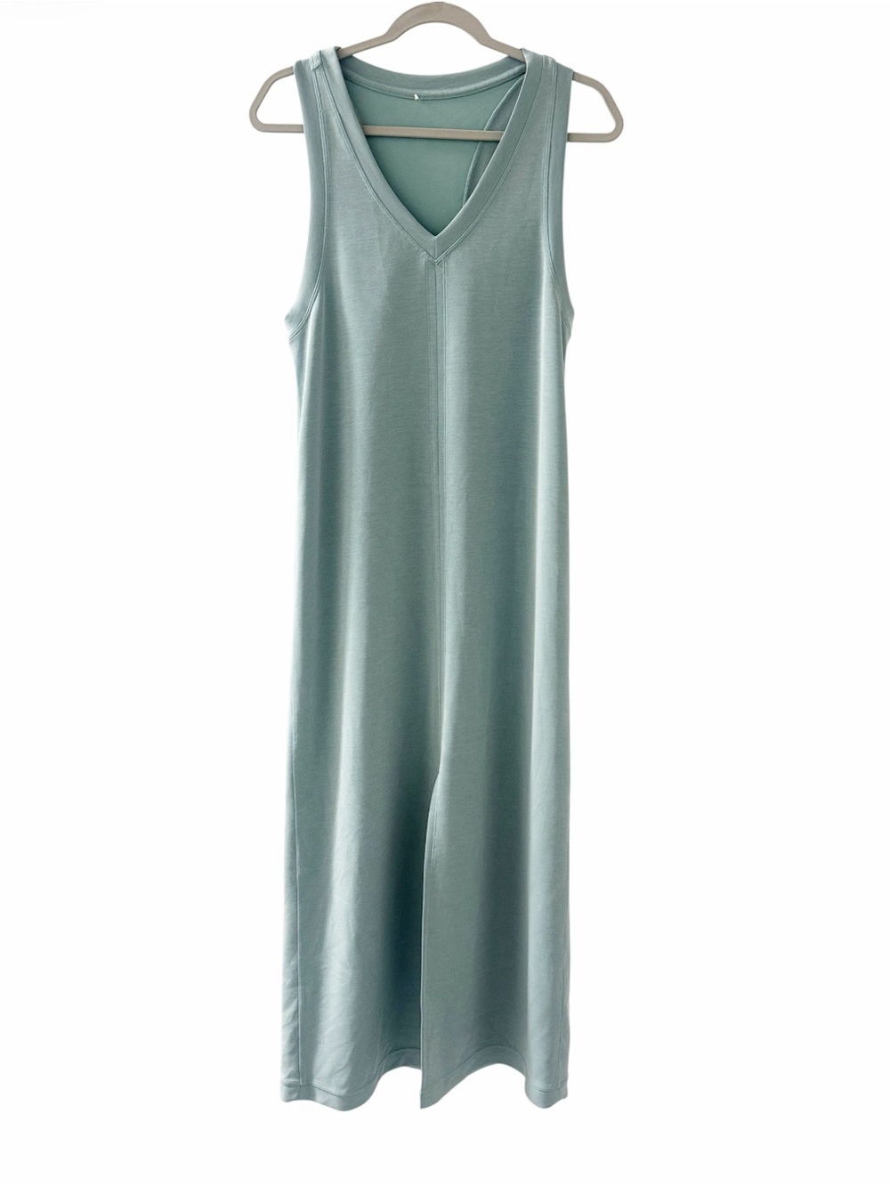 LULULEMON blue/sage “Ease Of It All” sleeveless V-neck midi dress Size 8